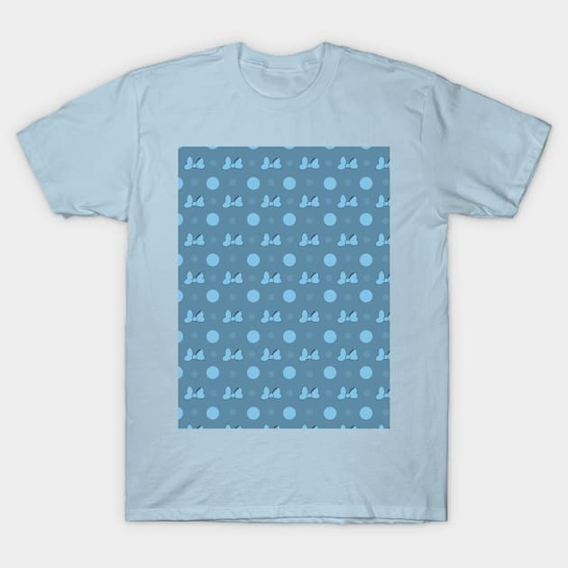 Blue Mini Bow & Polka Dot Pattern T-Shirt by The Attoram Studio